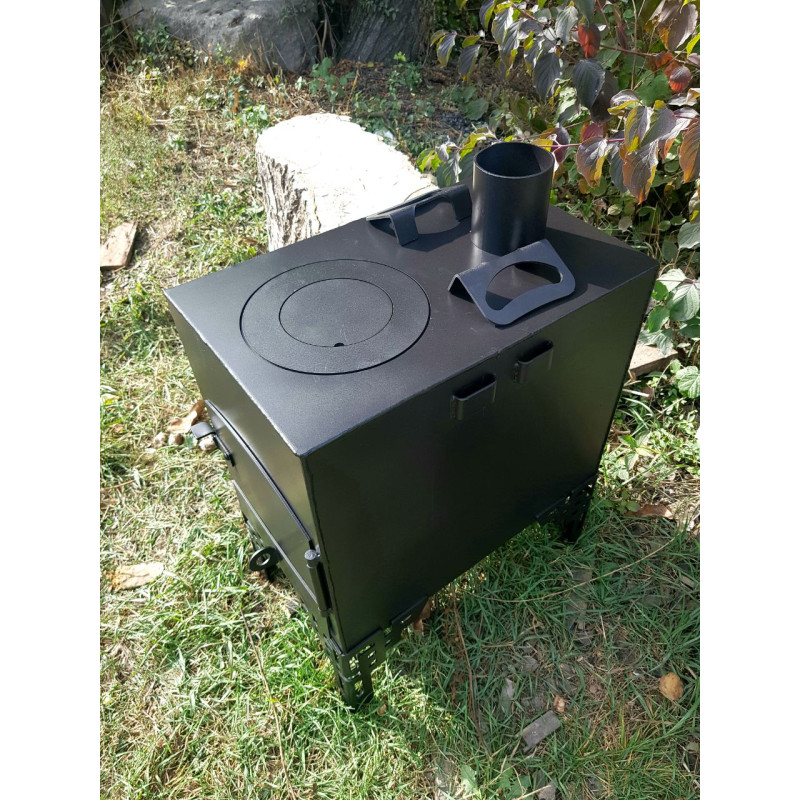 Печь-буржуйка до 40 м² с двойной камерой (дожигание). Варочная поверхность Метал 4 мм