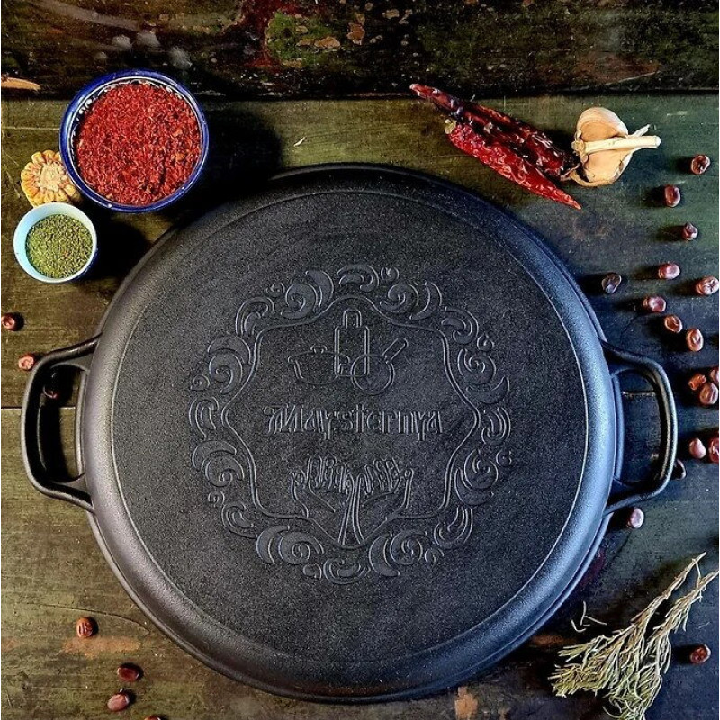 Казан чавунний узбецький об`ємом 12 л WOK із кришкою-сковородою "Наша Майстерня"