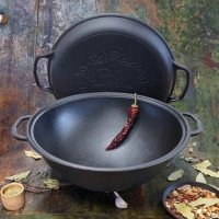 Казан чугунный узбекский 12 л WOK с крышкой-сковородой "Наша Майстерня"