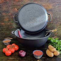 Казан чугунный узбекский 15 л WOK с крышкой-сковородой "Наша Майстерня"