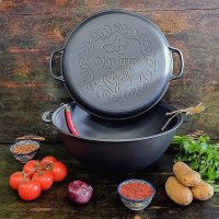 Казан чугунный узбекский 15 л WOK с крышкой-сковородой "Наша Майстерня"