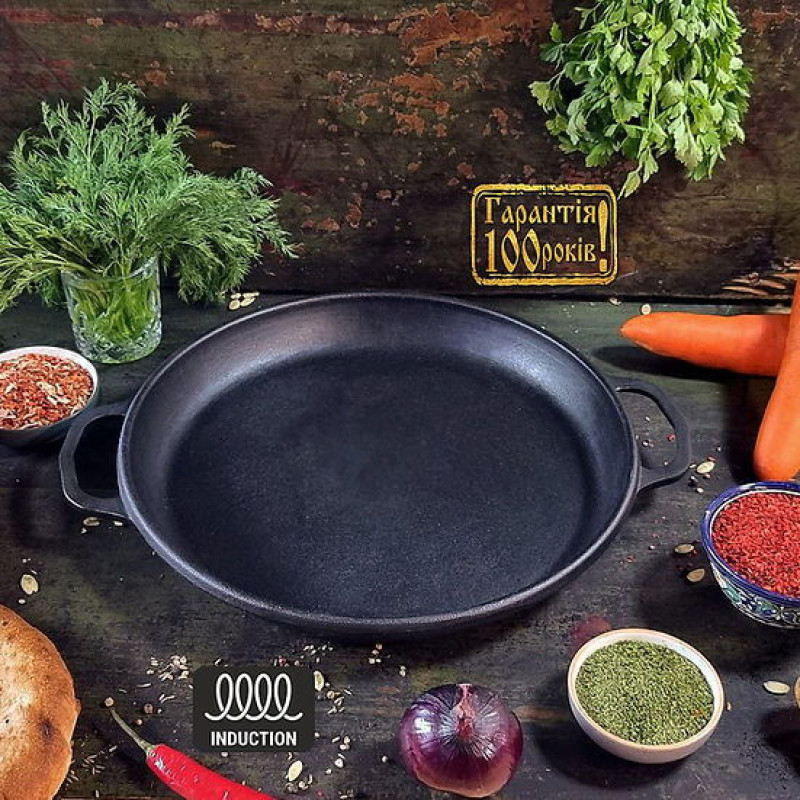 Казан чавунний узбецький об`ємом 15 л WOK із кришкою-сковородою "Наша Майстерня" 