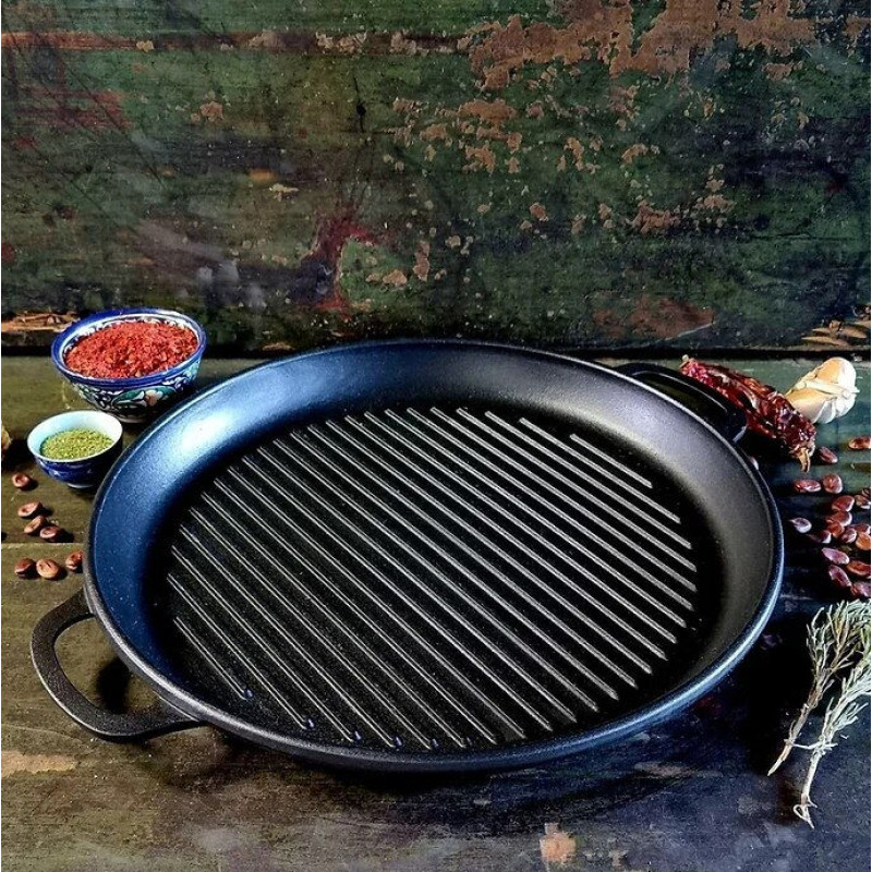 Казан чавунний узбецький об`ємом 8 л WOK із кришкою-сковородою гриль "Наша Майстерня"