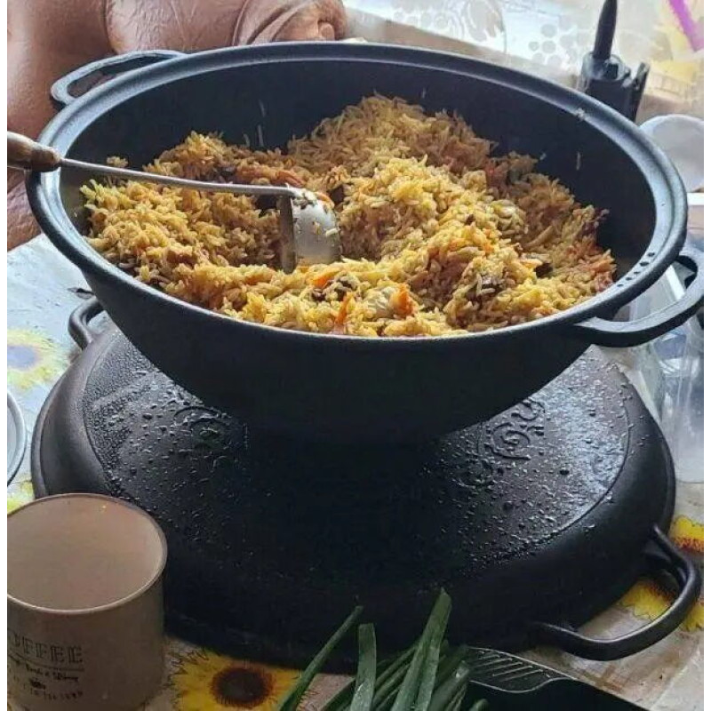 Казан чавунний узбецький об`ємом 12 л WOK із кришкою-сковородою "Наша Майстерня"