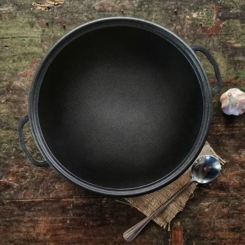 Казан чавунний узбецький об`ємом 12 л WOK із кришкою-сковородою "Наша Майстерня"