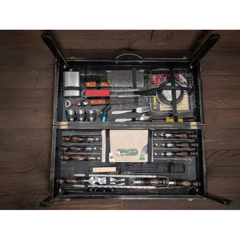 Набор шампуров “PicnicBox” в деревянном кейс трансформируется в столик (43 предмета)