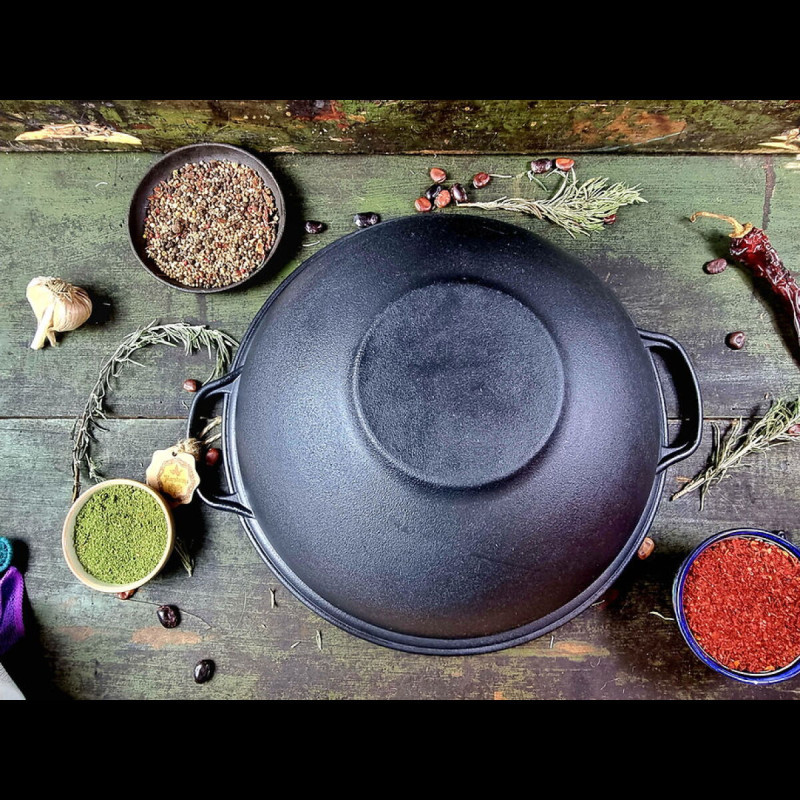 Казан чугунный узбекский 8 л WOK со стеклянной крышкой "Наша Майстерня"